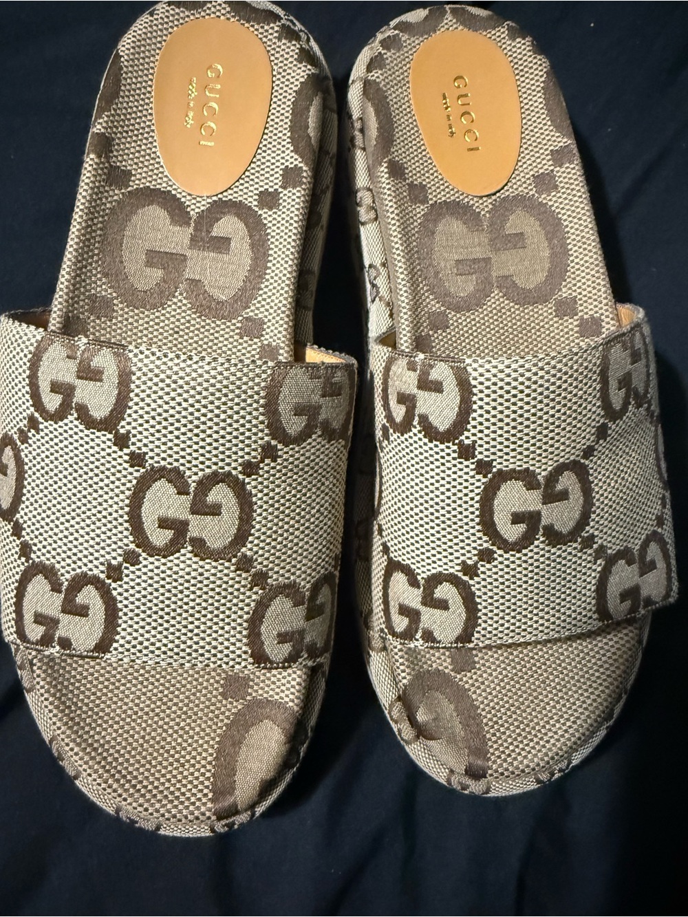 Gucci Brown/Beige GG Canvas Slide Mules